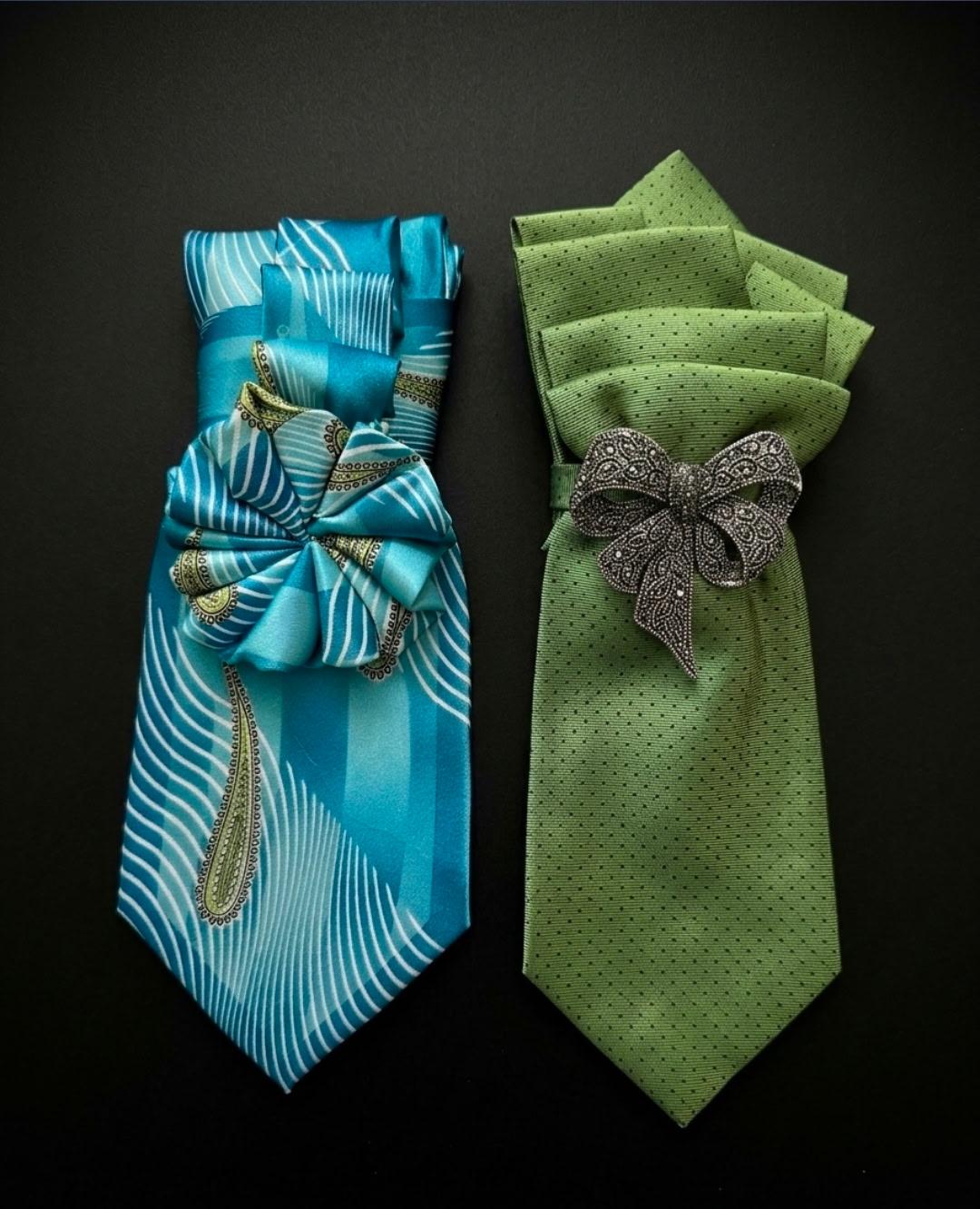 Blue and green handcrafted Tied in Power pieces