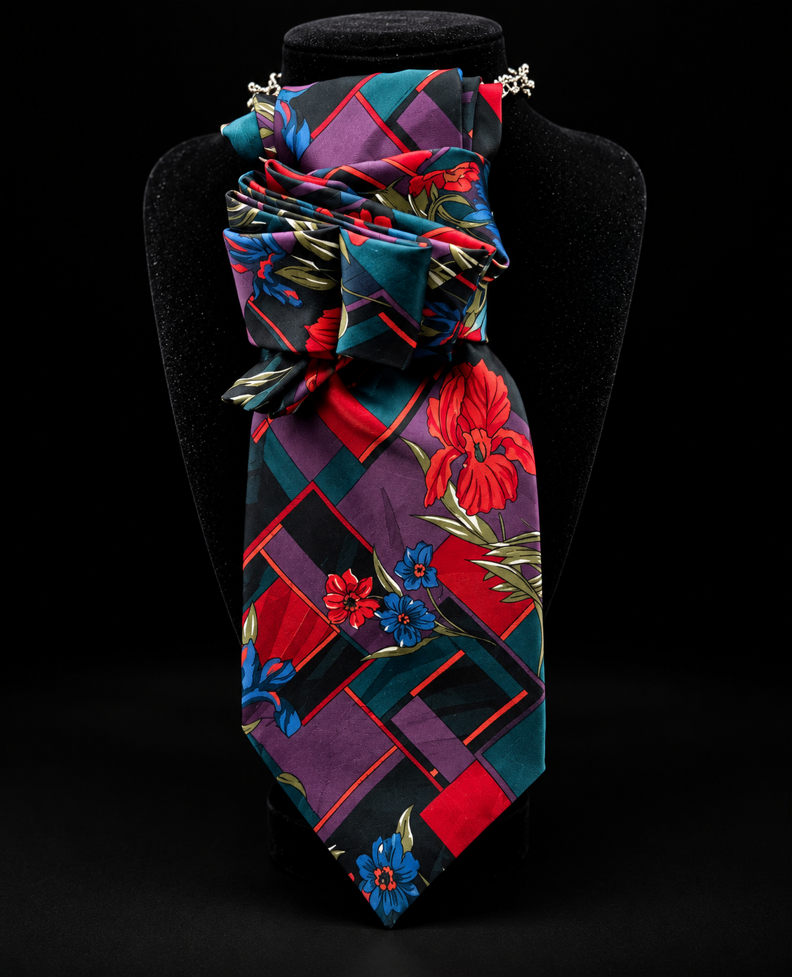 Black, teal, purple and red floral neckpiece